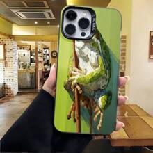 Cubierta de telefono con diseño de rana verde para iPhone 14 Pro Max funda protectora con estampado de rana en silla verde ideal para uso diario y estilo casual - Blanco - Ver 4