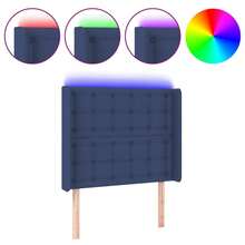 vidaXL LED Kopfteil Blau 103x16x118/128 cm Stoff - Blu - Visualizzare 2