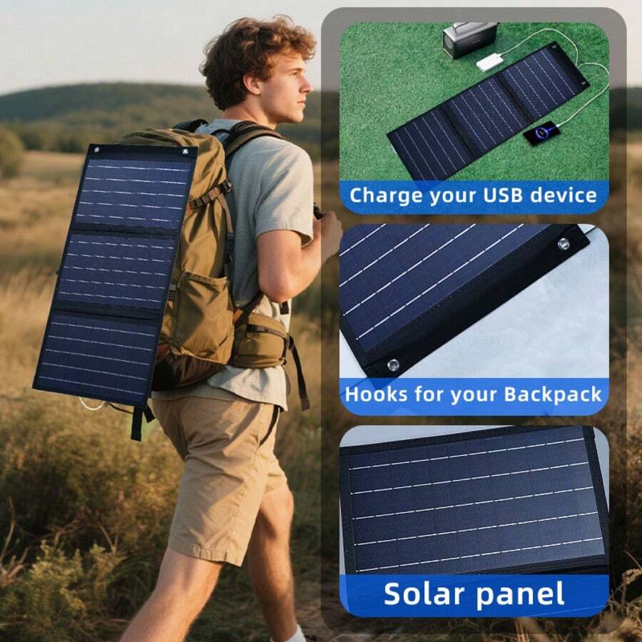 3-Fold TypeC+USB Foldable Solar Panel Portable Folding Solar Panels Cells For Home Lighting Camping