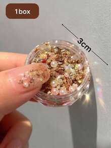 1 Box Merlard Dream Brocade Nail Powder: Ultra-Thin Iridescent Texture, Mixed Crushed Rhinestones, Create Sparkling Nail Atmosphere, Exquisite Nail Decoration, For Nail Salon Nail Decoration Use Nails - Multicolor - View 6