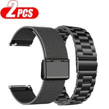 2pcs Unisex Metal Watch Bands, Compatible With Samsung, Watches, Minimalist Sports Watch Strap, Universal Size 20mm/22mm, Smart Watch Replacement Wristband, Fashionable Smart Watch Band, Compatible With Samsung Galaxy Watch 7/6/5/4 (40mm/44mm), Watch Accessories - Black - View 2