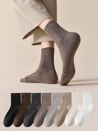 2/4 Pairs Men's Solid Color Graphene Mid-Calf Socks, Casual Versatile Simple Stylish Socks For Home, Leisure, Sports, Autumn/Winter