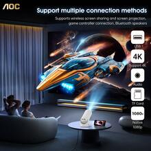 Miniproyector AOC con 4K/HD, WiFi/Bluetooth | 220 ANSI | Corrección trapezoidal automática | Rotación de 180° para viajes/acampada - Blanco - Ver 8