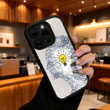 Funda de teléfono con diseño de cerebro de bombilla para  15 Pro Max,  14 Plus,  13 Mini,  12,  Galaxy S23 Ultra, S22, S21, S20, protector de teléfono, funda de pareja, regalo para él y ella, San Valentín, cumpleaños, aniversario. - Negro - Ver 6