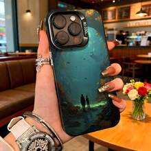 Cubierta de telefono con diseño de paisaje submarino azul oscuro con siluetas de personas y peces para iPhone 14 Pro Max ideal para uso diario en cafeterias y salidas urbanas - Blanco - Ver 1