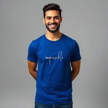 Comfortable Minimalist Printed T-Shirt - Azul - Ver 1