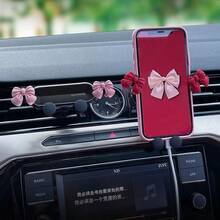 蝴蝶结车载手机支架，防震固定式可爱卡通车载导航支架，带充电功能的蝴蝶结车载出风口支架 - 彩色 - 查看 6