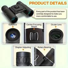 Binoculars Long Range Folding Mini Binoculars 500x25 Mini Binoculars, Mini Telescope BAK4 Prism, Waterproof - 500x25 - 查看 6