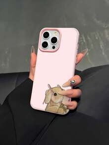 Funda para teléfono con diseño de conejito y flores, compatible con teléfonos ,  17,  16 Pro Max,  15 Pro Max,  13 y  12. Fabricada en TPU para una protección eficaz contra golpes y caídas. Un regalo ideal para familiares, amigos, seres queridos, parejas y para Navidad. - Rosa - Ver 3