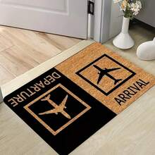 1pc Airplane Arrival/Departure Pattern Doormat - Absorbent Polyester Flannel Mat With Non-Slip PVC Backing, Quick Drying, Suitable For Entryway, Kitchen, Bathroom - Durable And Easy To Maintain Home Decor Rug - Multicolor - View 1