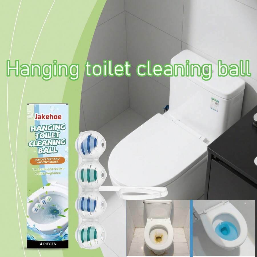 Bola colgante para limpiar el inodoro, elimina manchas, sarro y olores, sin necesidad de fregar, bolas de limpieza del hogar para inodoro - Verde - Ver 1