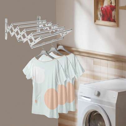 Retractable Wall Mounted Laundry Drying Rack, Clothes Hanger Rack,  Clothes Rack,Simple Installation,For Bedrooms, Stores, Balconies, Bathrooms, And Closets For Hanging Clothes