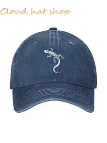Nature Enthusiasts Must Enter! Lizard Totem Printed Theme Baseball Hat, Combining Vintage Craftsmanship With Wild Elements, Showcasing A Unique Personality Attitude, Fashionable Street Item, Unisex Baseball Cap! Regardless Of Height, It Can Be Used For Daily Shopping, Commuting, Or Travel. Breathable, Sweat Resistant, Sunscreen, High Cost-Effectiveness. - 藏蓝色 - 查看 2
