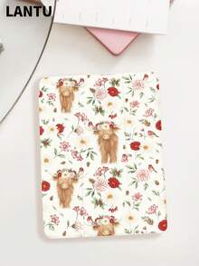 1pc Cow Floral Pattern Tablet Protective Case, Compatible With Apple IPad 10.2", IPad Pro 11" 2020/2021, IPad (A16) 11" 11th Gen 2025, IPad 9th/10th Gen, IPad Air 4th 10.9", Galaxy Tab S6 Lite 10.4", /, Anti-Drop, With Pen Slot, Sleep/Wake Support, Romantic Gift For Tablet Users - Multicolor - View 1