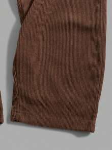 Men's Corduroy Straight Leg Casual Pants, High Street Versatile Loose Relaxed Fit Sweatpants, Spring & Autumn - Coffee Brown - View 6