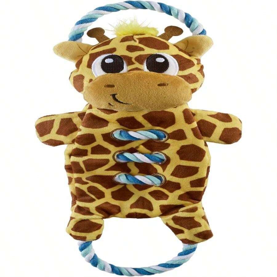 Outward Hound Ropiez Rope Interactive Dog Tug Toy For Tugging Squeaky Fun, 154 Inch Giraffe, Yellow, Small - ColorB - 查看 1