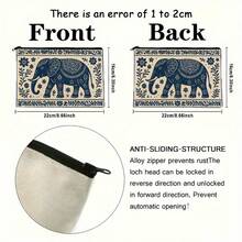 Blue And White Porcelain Elephant & Floral Pattern Makeup Bag, Lightweight Foldable Zipper Toiletry Bag, For Travel Toiletries, Cosmetics, Stationery Organizer Pouch, Perfect Gift For Women, Teachers, Animal Lovers Toiletries Bag Travel Toiletry Bag Wash Bag Shower Bag Large Capacity Packing Cubes Travel Essential Vacation Essentials - Multicolor - View 6
