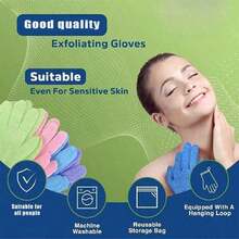 1pcs Exfoliating Shower Gloves, Pink Reversible Exfoliating Gloves, Exfoliating Shower Gloves, Body Scrub Gloves, Shower Gloves To Exfoliate Body Body Cleansing Tools - 彩色 - 查看 5