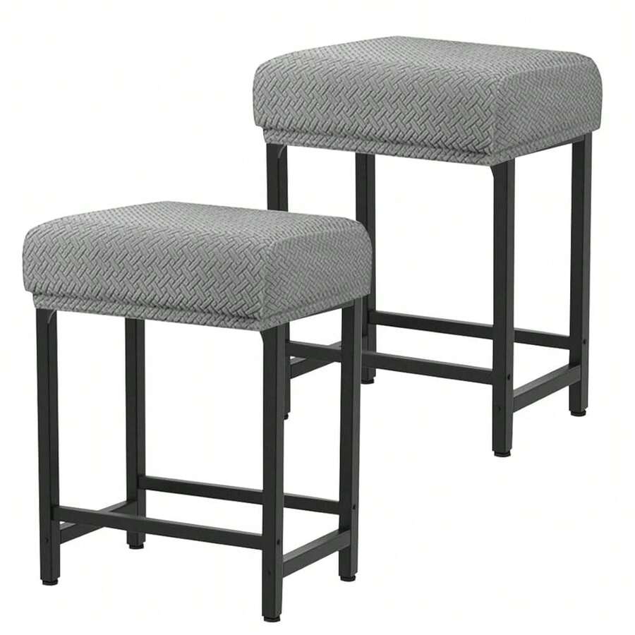 Levoberg Bar Stool Cover Rectangle Stretch Counter Height Barstool Slipcovers Rectangular Vanity Stool Cover Kitchen Counter Saddle Seat Cover For Wooden Metal Bench Set Of 2 Light Gray,2Pack,LightGray - LightGray - View 1