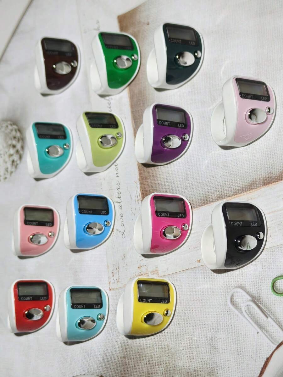 1pc/3pcs Portable Digital Macaroon Color Double-Color Ring LED Counter, With Adjustable Elasticity, Is Suitable For Outdoor Counting, Learning Counting, Warehouse Counting, Event Counting, Prayer Props Decompressor Holiday Gifts. - Multicolor - View 1