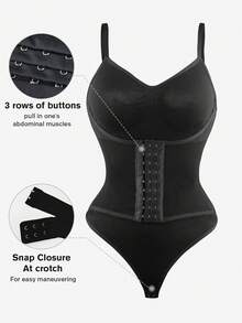Women's Fashion Waist Shaping Slightly Adjustable Single-Breasted Bodysuit - Fully Envelops Fat To Create A Perfect Figure - Black - View 2
