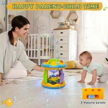 Juguete de tambor de música interactiva para niños (12M+) - Juguete giratorio del océano - 1 pieza de proyector musical con luz giratoria, juguete de tiempo de panza para bebés, regalo ideal para fiestas/cumpleaños - Multicolor - Ver 4