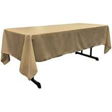 LA Linen Polyester Poplin Rectangular Tablecloth, 60 by 120-Inch, Lime(Taupe P13) - Multicolor - Ver 2