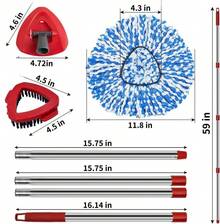 Testina di ricambio per mocio rotante e spazzola per pavimento della doccia, compatibile con il sistema di mocio a 2 serbatoi Ocedar RinseClean, testine di ricambio in microfibra per la pulizia di tutti i pavimenti duri - Combo 2 Pennelli+1 Base - Visualizzare 4