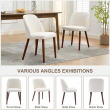 mteryoing Modern Upholstered Dining Chair - Scalable Set Of 2/4/6/8, Padded Fabric Seat & Wood Legs For All-Day Comfort In Kitchen, Restaurant & Cafe - Beige-set of 4 - 查看 7