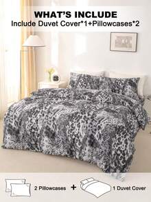 3pcs Leopard Print Bedding Set, Soft & Skin-Friendly Bed Linens Set, Includes 1 Duvet Cover & 2 Pillow Shams - Multicolor - View 2