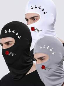 1/2/3 piezas Pasamontañas unisex liso o estampado, máscara facial transpirable, gorro absorbente del sudor, adecuado para actividades al aire libre, senderismo, esquí, uso diario, gran regalo para amigos y familiares - M - Ver 15