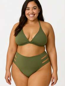 Conjunto De Biquini Plus Size 3 Tiras Suplex Com Bojo