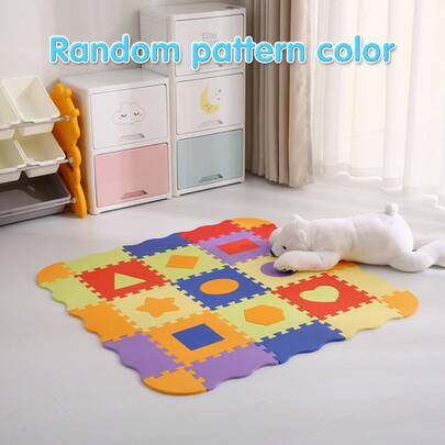 9/25pcs/Bag Random Color EVA Pattern Floor Mat Anti Slip Thickened With PVC Bag Indoor Recreation Activities EVA Foam Mats For Floor