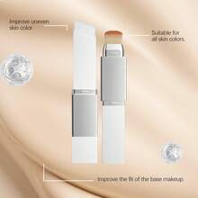 2-In-1 Color Changing Foundation Concealer Stick, Dual-Ended Design With Brush, Buildable Natural To Medium Coverage With A Lightweight, Moisturizing And Smooth Matte Finish, Adapts To Lighter-Darker Beige Tones, Suitable For All Skin Types Including Sensitive & Dry Skin, Travel-Friendly Makeup - 白色 - 查看 9
