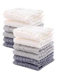 12pcs 12x12inch Baby Washcloths - Soft Face Cloths For Newborn, Absorbent Bath Face Towels, Wipes, Burp Cloths, Baby Registry As Shower. Pack Of 12 (Green,Blue,White) - 多色(12pcs-12x12inch) - 查看 14