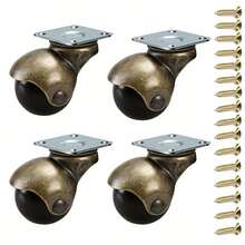 4 قطع من عجلات الأثاث الدوارة العتيقة المزودة بفرامل بقطر 2 بوصة، بتشطيب برونزي قديم، عجلات كروية من البولي بروبلين للاستخدام العام في كراسي المكاتب والأثاث - 2inch - مشاهدة 3
