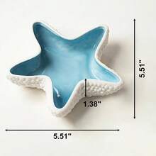 Conch Shape Jewelry Dish Ceramic Holder Ring Trinket Tray, Ocean - Themed Decorative Trinket Dish, Suitable Mother Friend Sister, Gifts Women, Home Decor Trinket DishSea Blue - 海藍 - 海星 - 查看 2