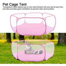 Ymiko Corral para Hamster Jaulas para Mascotas Domésticas Valla De Mascotas Cómodo Y Transpirable La Jaula Plegable para Tiene Una Red Alrededor Fáciles De Observar(Rosa) - Multicolor - Ver 7