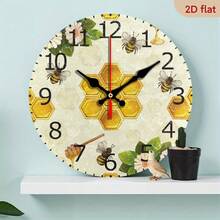 1 Wooden Bee And Honeycomb Wall Clock, Wooden Frame, Perfect For Home, Kitchen, Pool Or Bathroom Decoration, Home Wall Decoration, Vivid Art Clock, Fine Craftsmanship, Living Room Wall Clock, 2D Flat Surface, (AA Batteries Not Included) - Nhiều màu - Xem 1