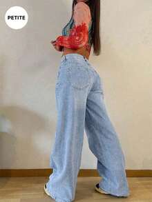 Petite Chicsale Solid Color Slim-Fit Fashion Jeans, Sexy Slim-Fit Jeans, Blue Women's Streetwear