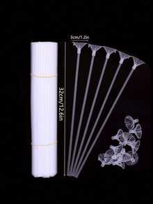 10/20/30/40/50/100个装塑料气球夹和杆，简约透明气球支架，派对必备