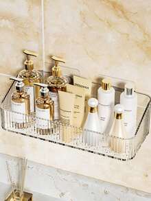 Prateleira de Banheiro Montada na Parede Sem Furos; Estante de Armazenamento para Banheiro, Chuveiro, Lavabo e Pia