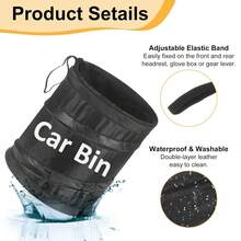 5.91 X 7.87 Inch Convenient Car Trash Can With Hanging Garbage Bag, Suitable For Car, Home, Office, Bedroom, Living Room. Sturdy Structure Can Be Used As Trash Can, Kitchen Trash Can, Or Small Trash Bin. - Multicolor - View 3