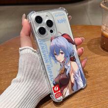Elegant Blue Hair Flowing Anime Girl Ganyus Phone Case Compatible With Apple For IPhone 16 16e 15 14 13 12 Mini 11 Pro Max X XR XSMAX 8 7 E Plus Four-Corner Anti-Fall Transparent Soft Case Ultra-Thin Back Cover New Ultra-Thin Creative - Trong sáng - Xem 9