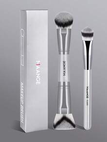 MAANGE Set de 2 piezas/13 piezas/15 piezas de brochas de maquillaje profesionales de cerdas suaves de aluminio. Kit de brochas de maquillaje portátil para viajes que incluye brocha de base, brocha de polvos, brocha de rubor, brocha de corrector, brocha de contorno, brocha de nariz, brocha de sombra de ojos, brocha de cejas, brocha de detalle, brocha de pestañas, brocha difuminadora, fibras suaves, amigable con la piel, apto para uso doméstico y viajes, accesorio de maquillaje ideal como regalo para amigas, mujeres y niñas. - Plateado - Ver 4