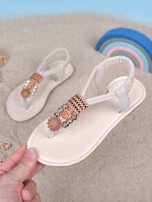 1双时尚波西米亚风魔术贴凉鞋，舒适耐穿的沙滩凉鞋，优雅甜美的沙滩鞋 - 白色 - 查看 8