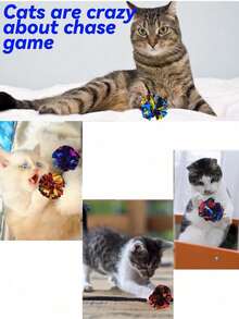 快乐小猫咪，彩色沙沙作响宠物猫玩具球，发声纸球，追逐玩耍训练活动，室内娱乐跳跃解闷玩具，多种颜色让宠物开心，随机发货 - 彩色 - 查看 9