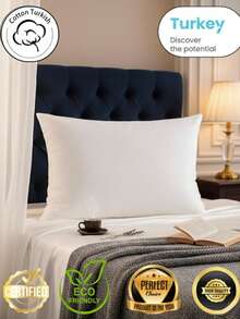 50x70 Cm Silicone Fiber Pillow – Soft & Supportive Bed Pillow With 100% Microfiber Cover, Vacuum Packed, Hypoallergenic & Machine Washable MADE IN TURKEY - White - View 1