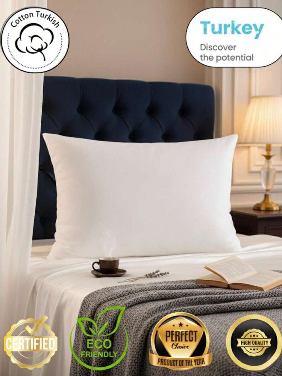 50x70 Cm Silicone Fiber Pillow – Soft & Supportive Bed Pillow With 100% Microfiber Cover, Vacuum Packed, Hypoallergenic & Machine Washable MADE IN TURKEY - White - View 1