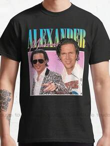 Alexander Marcus Men's 90s Retro Graphic T-Shirt - Vintage Alexander King & Trash Town Collab Design, Black Casual Round Neck Tee, Soft Comfortable Collectible Gift For 90s Nostalgia Fans, Streetwear Style, Everyday Tee, Classic Fit, Stylish Design, Breathable Material, Durable Shirt, Unisex Top, Fashion Enthusiasts - Black - View 7